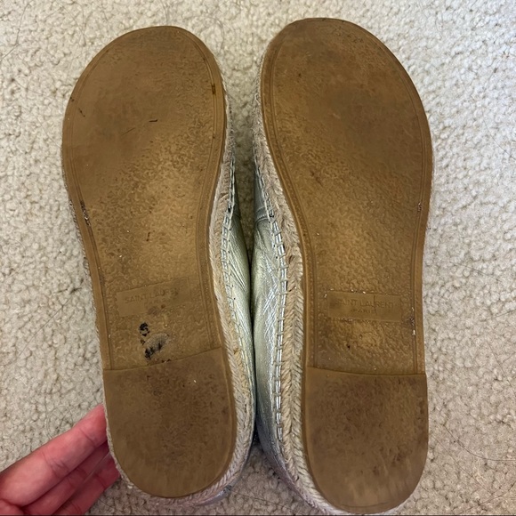 Saint Laurent YSL Logo Espadrille Flat in Silver size 36.5 - Picture 8 of 9